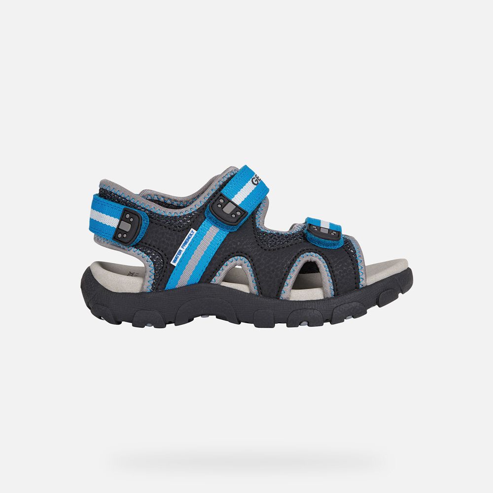 Sandales Geox Strada - Noir/Bleu - Garcon 284579-QUX